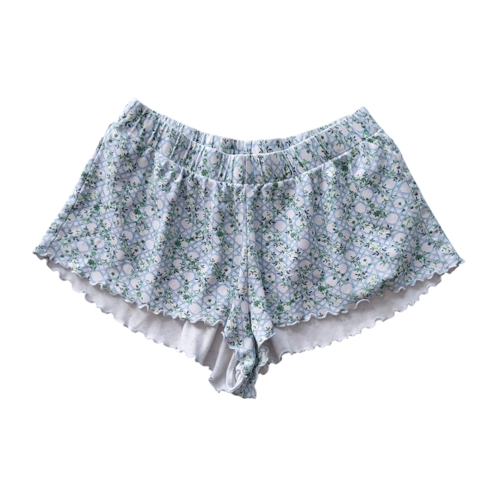 Hill House Trellis Print Lettuce Hem Sleep Shorts